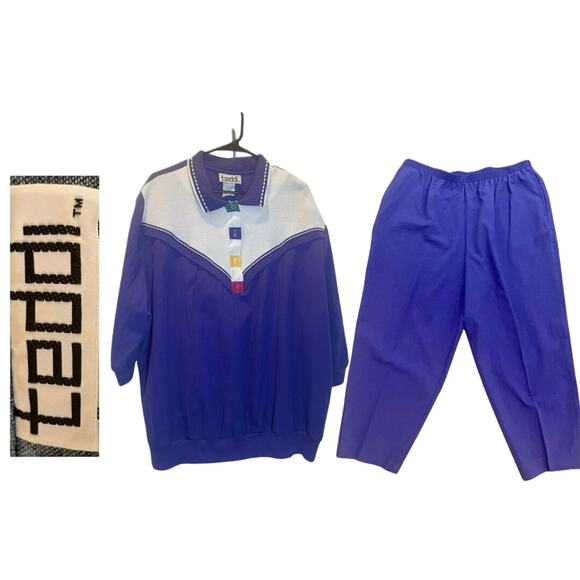 VTG 80’s Teddi Track Suit Set Oufit Pants/Top windbreaker Sz 2xl Retro Iconic - Picture 1 of 16